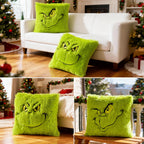 eowvsio 2PCS Chrismas Pillow Covers 18x18 inch,Green Xmas Throw Pillow Cases,Chrismas Decor Soft Plush Faux Fur Wool Couch Cushion Case for Chair Sofa Bedroom Living Room