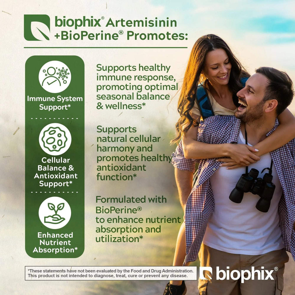 biophix Artemisinin Supplement + BioPerine® 100 mg - 180 Vegan Cap - Maximum Strength Sweet Wormwood Extract - Supports Cellular Health, Antioxidant Balance & Immune Function