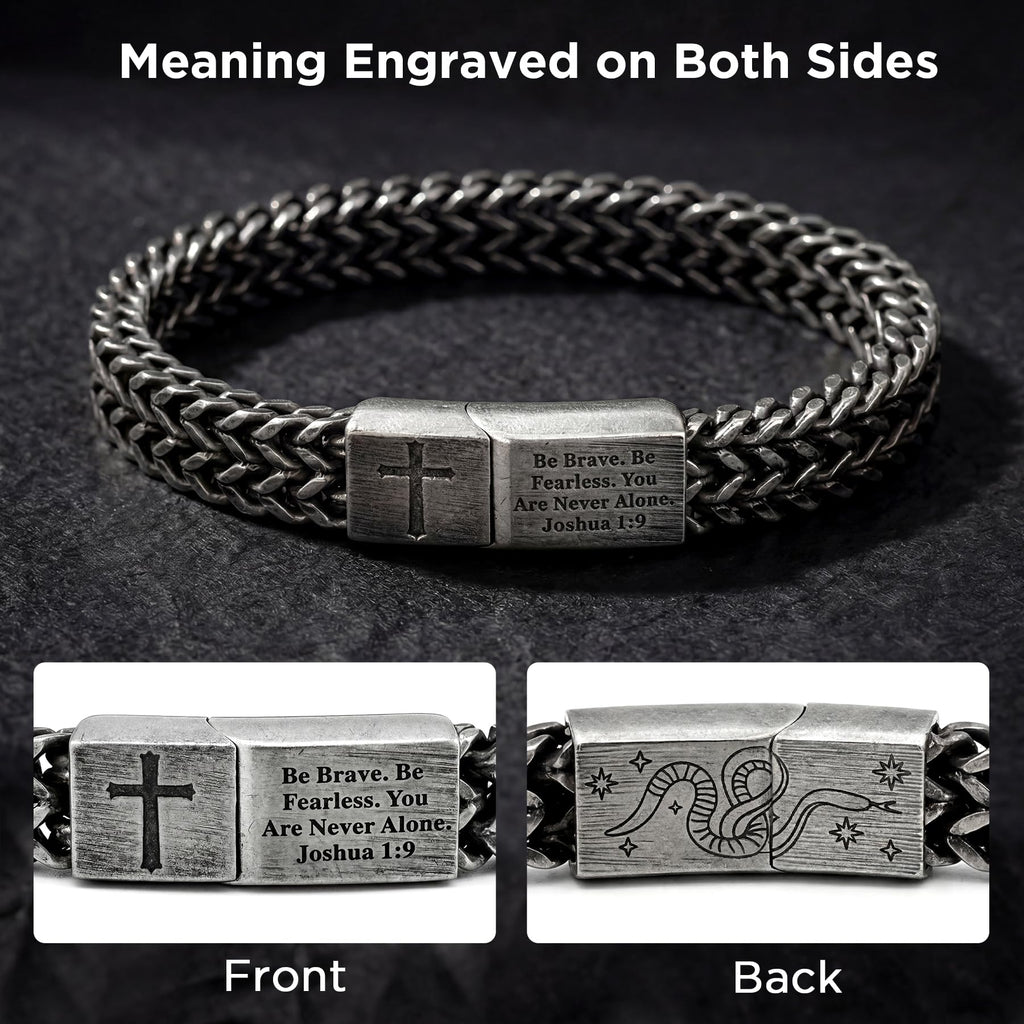 Mens Cross Bracelet Stainless Steel, Bible Verse Religious Christian Gift