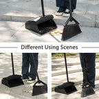 Eyliden Heavy-Duty Commercial Broom and Dustpan Set, Windproof Lid