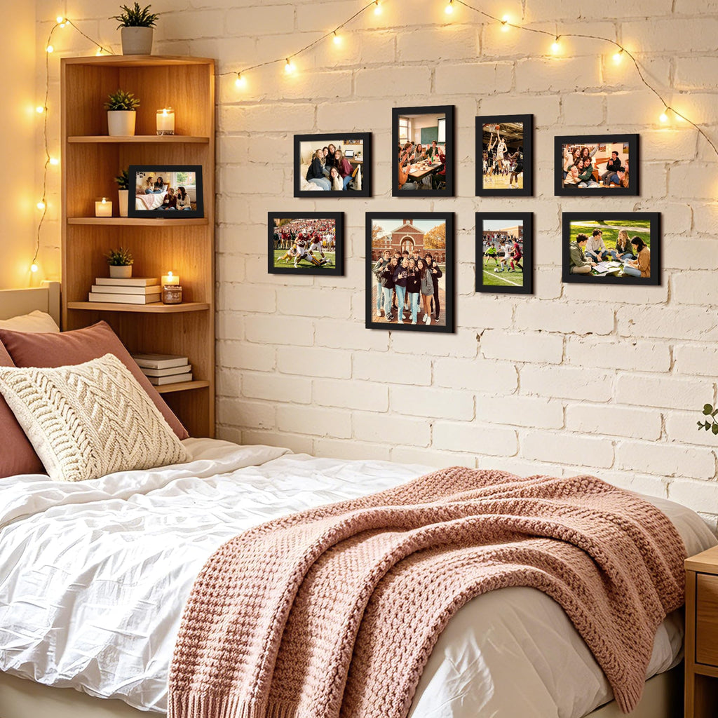 upsimples Picture Frames set of 19, Including 8x10, 5x7, 4x6 Black Frame