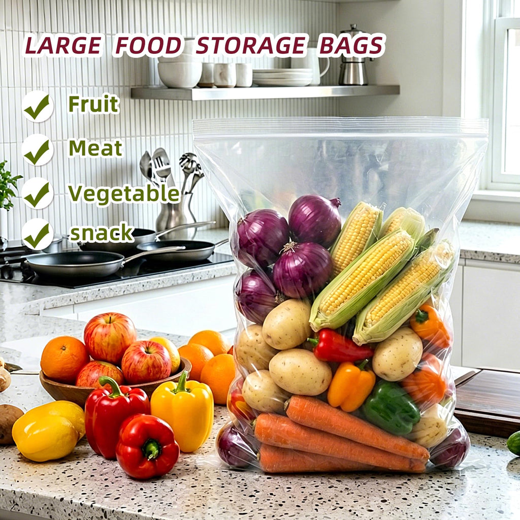 Large 5 Gallon Plastic Zipper Storage Bags, 18x24 Inches Clear Reclosable Storage Bags 20Pieces