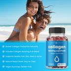 NutraChamps Collagen Boosting Gummies, Collagen Booster Gummy for Natural Collagen Production, Vegan Pectin Supplements Chews for Women & Men, 60 Peach Gummies (Pack of 2)