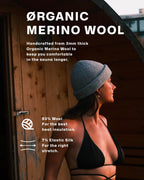 SØND - Sauna Hat for Men & Women - Merino Wool Heat Insulation & Hair Protection - Wool Sauna Cap & Banya Hat - Sauna Accessory - Beanie Style - Light Grey