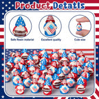 Geelin 60 Pcs Patriotic Gnomes Figurines Mini Red White Blue Gnomes Resin Ornament, Tiny Gnome Table Centerpieces Decorations for 250th Anniversary Independence Day Decor USA Party Favors