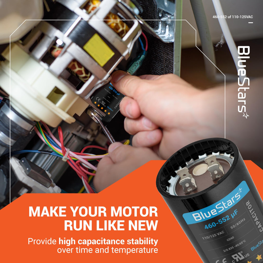 [2025 Upgraded] BlueStars 460-552 uF MFD 110-125 VAC Motor Start Capacitor