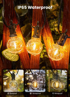 Brightown Outdoor String Lights, 50FT 25 G40 Bulbs Shatterproof Patio Lights, IP65 Waterproof Dimmable Hanging Connectable Globe LED Outdoor Lights for Backyard, Bistro, Porch, Deck, Balcony