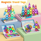 hunloot Mini Magnetic Building Toys for 3-8 Year Olds and Toddlers, STEM Magnet Travel Construction Set with Storage Box - Educational Birthday Gifts for Boys & Girls