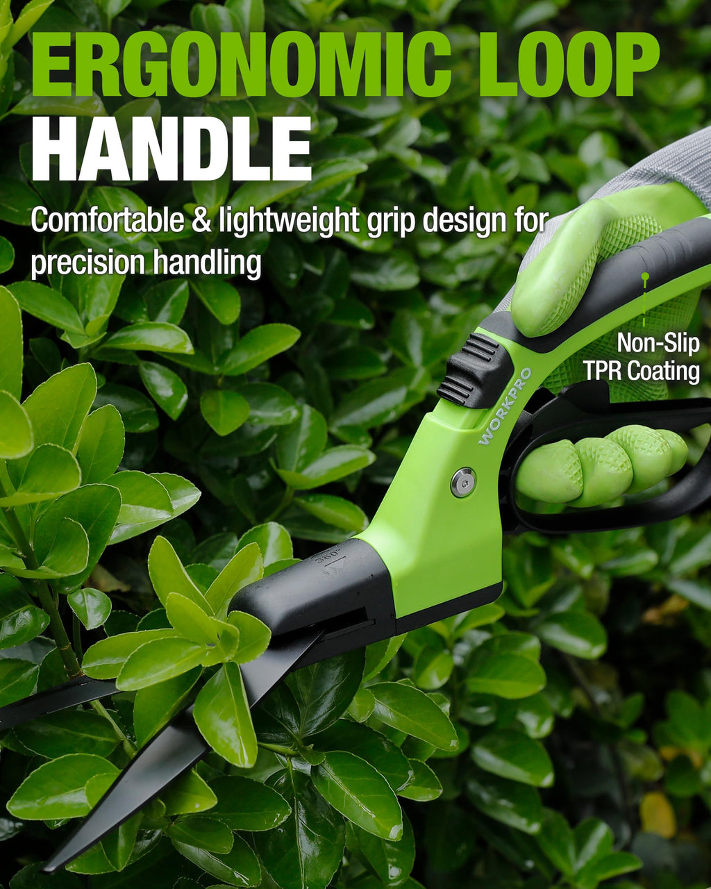 WORKPRO Grass Shears Handheld, Grass Clippers with 360 Degree Swivel Blades