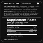Ultra Purified Bioavailable Hyaluronic Acid Powder – for Deeper Skin Hydration – 250 mg with Vitamin C for Enhanced Absorption – 180 Servings