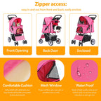 Epetlover 4 Wheels Dog Stroller Folding Pet Strolling Cart for Small Medium Cats Puppies Portable Jogger Travel Camping Puppy Carrier with Storage Basket Cup Holder, Pink