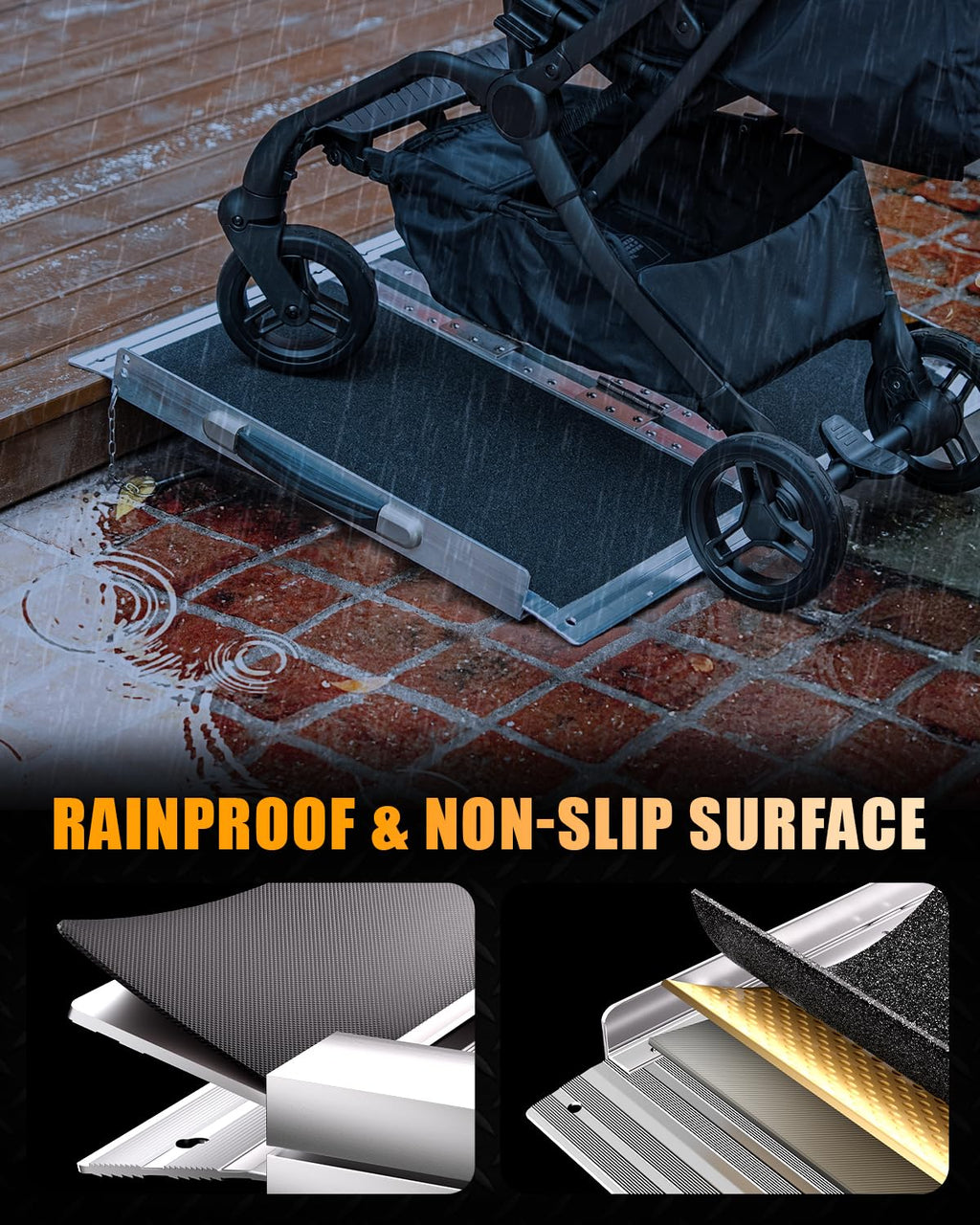 VNN Portable Wheelchair Ramp 2FT, Non-Slip Aluminum Ramps for Wheelchairs for Home, Handicap Wheelchair Ramps for Home Steps, Aluminum Loading Dock Plates