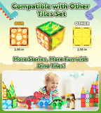 Asago Magnetic Tiles Dinosaurs Magnet Building Blocks Toys for Kids Ages 3-5 4-8 8-12 Creative Animals Educational Stack Tile Construction for Boys Girls Toddlers 5-7 Year Old to STEM Learning