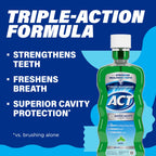 ACT Anticavity Zero Alcohol Fluoride Mouthwash 18 fl. oz., With Accurate Dosing Cup, Mint