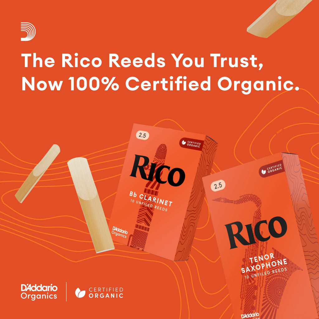 Rico Organic Bb Clarinet Reeds, Strength 2.5, 10 Pack