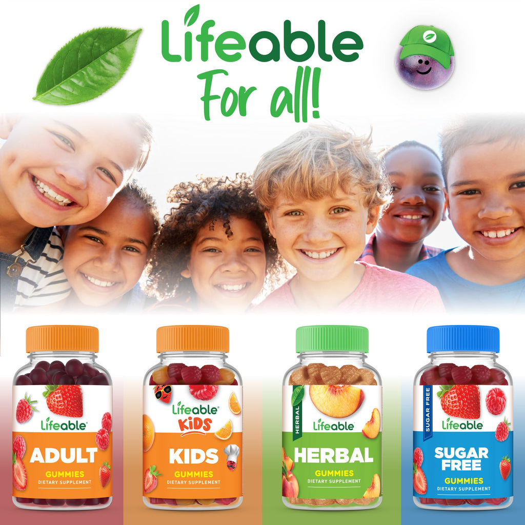 Lifeable Kids Vitamin D3 K2 Gummies | 500iu D3 and K2 100mcg | Great Tasting D3 and K2 Supplements | for Bone Health and Immunity | VIT D3 K2 for Kids | 60 Gummies