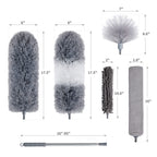 BOOMJOY Microfiber Feather Duster 7PCS, Bendable Dusters with 100 inches Extension Pole for Cleaning High Ceiling, Fan, Blinds, Cobweb, Furniture, Cars