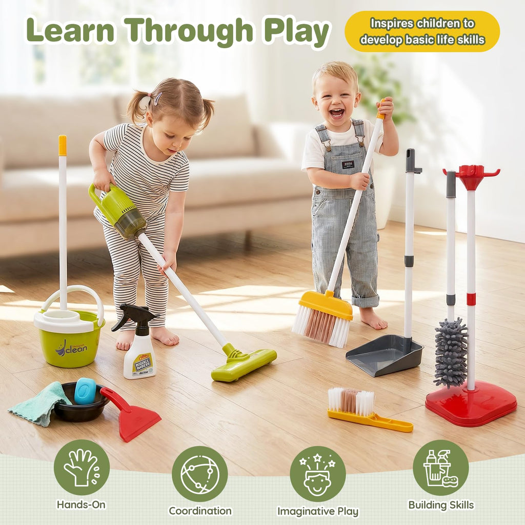 Dreamon Cleaning Set for Children - 14Pcs Toy Cleaning Set with Toy Vacuum