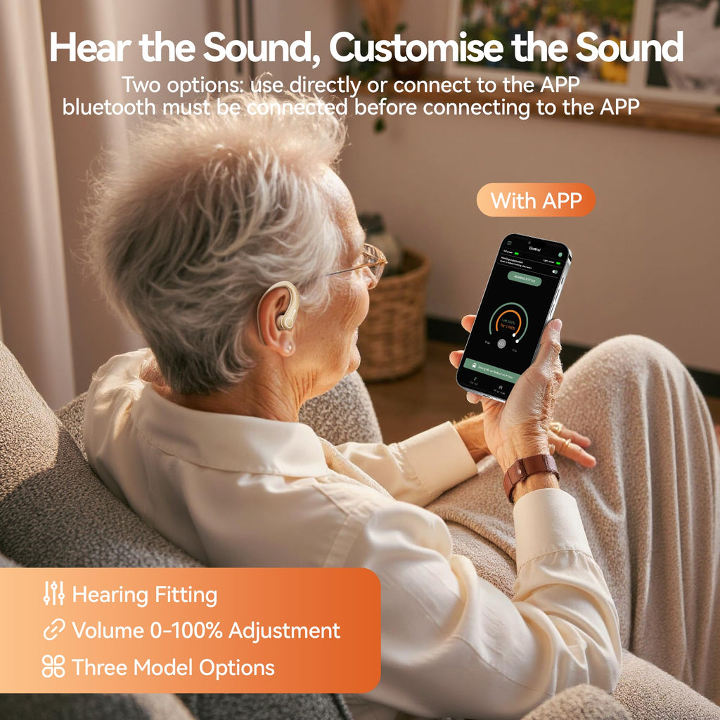 Hearing Aids, Hearing Aids for Seniors with Automatic Noise Cancelling for the Hearing Loss, FSA&HSA Eligible, Rechargeable Bluetooth Hearing Amplifiers with APP Volume Control, Premium Comfort Design and Wear