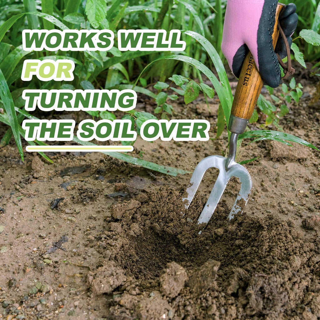 Haliaeetus Garden Hand Fork, 12.3'' Hand Weeding Fork with Sharp Tine