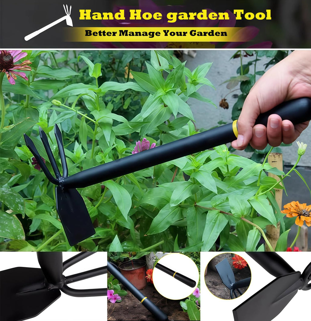 AHUDKKY Hoe and Cultivator, Hoe Garden Tool, Hand Hoe Cultivator Garden Tool, Thickened Manganese Steel, Garden Hoe for Weeding, Planting, Loosening Soil, Digging，No Assembly Required