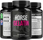 (5 Pack) Horse Gelatin Capsules - Official HorseGelatin Pill Advanced Premium Formula Support Maximum Strength, All Natural Ingredients Vitamin For Overall Health & Wellness, 300 Capsules For 5 Months