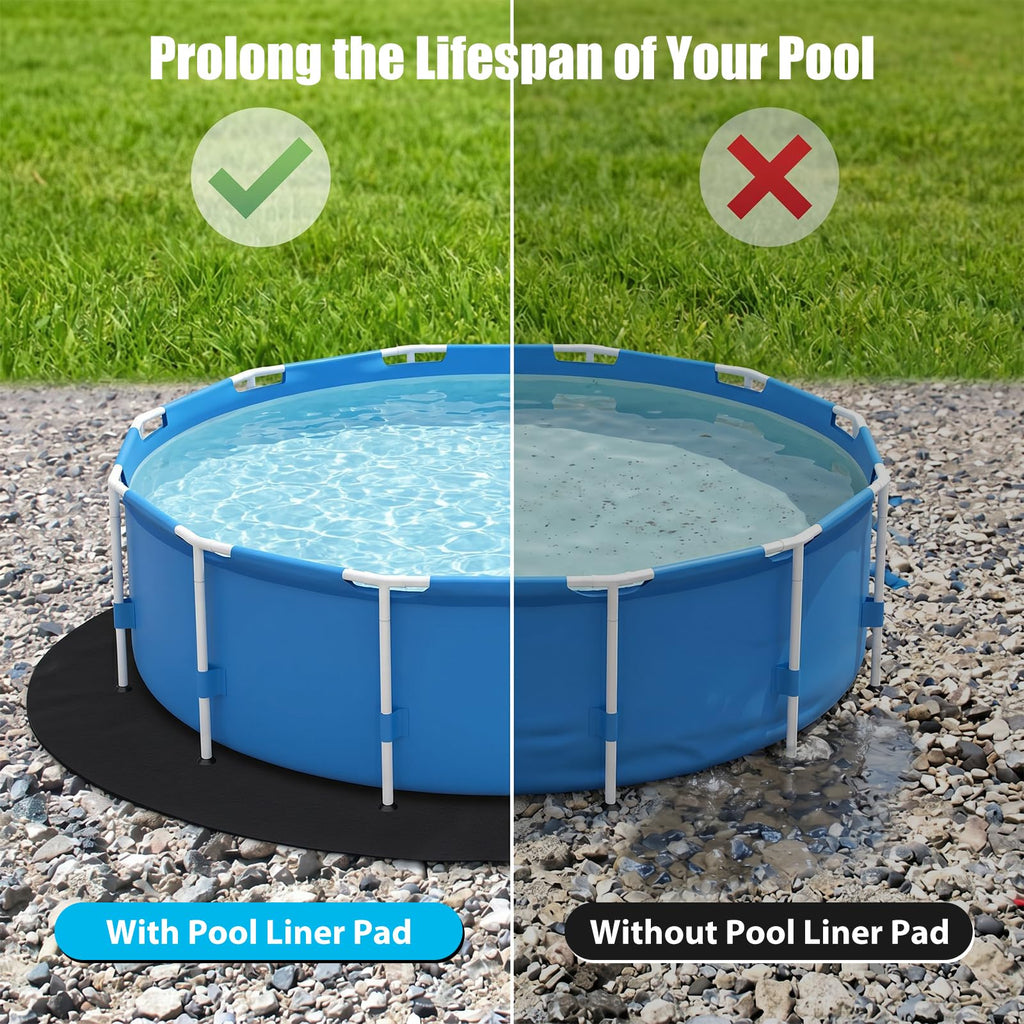 Winnergo 15 FT Round Pool Liner Pad for Above Ground Pools, Durable Pool Mat with Geotextile Material for Pool Bottom Strong Eco-Friendly Padding Under Pool Pad Protection,Prevents Punctures,Black