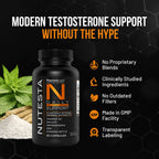 Nutesta Men's Support Supplement - Ashwagandha, Zinc, Boron, Tongkat Ali Root, Stinging Nettle, Black Pepper & Shilajit Gum - 60 Capsules