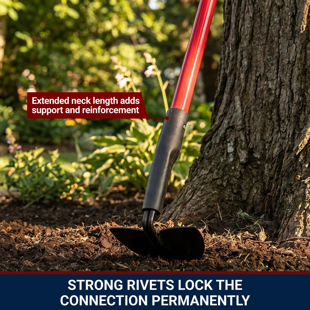 BULLY TOOLS Warren Hoe Professional 12-Gauge 6.25-Inch Garden Hoe Tool with Fiberglass Handle, Commercial Strength, Gardening Tools, 100% Made in The USA