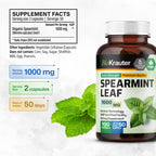 BIO KRAUTER® Spearmint Capsules for Skin Support - Vegan & Pure Spearmint Supplement 1000 mg - Used for Women’s Wellness & Digestive Support - No Fillers, Non-GMO - 50 Days of Supply, 100 Capsules