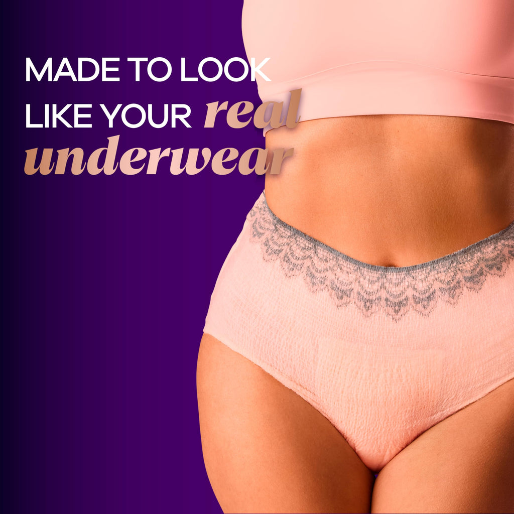 Always Discreet Boutique Adult Incontinence & Postpartum Underwear for Women, High-Rise, Size Small/Medium, Rosy, Maximum Absorbency, Disposable, 12 Count (Packaging May Vary) (Pack of 4)