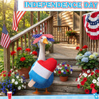 SilTriangle 4th of July Porch Goose Outfit Patriotic Pillow Design with Top Hat for 23" Lawn Cement Goose Independence Day Garden Patio Yard Outdoor Decorations(Ice Lolly)