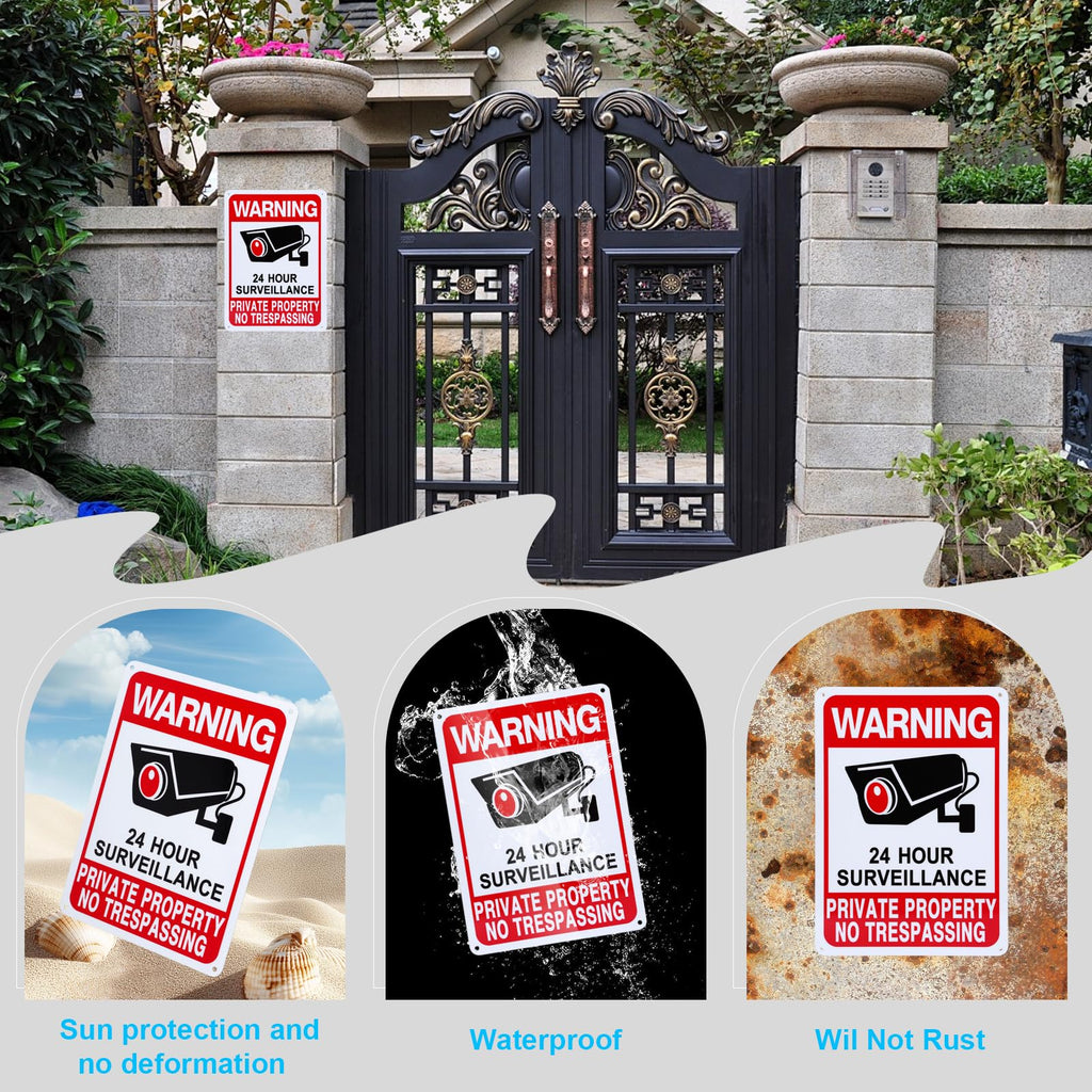 No Trespassing Signs Private Property 2-Pack, 10x7in, Upgraded Enlarged Cam
