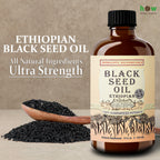 Ethiopian Black Seed Oil 16oz – Cold Pressed Nigella Sativa | High Thymoquinone 3.45% Black Cumin Seed Oil | 100% Pure Unrefined Liquid | Immune, Skin, Hair & Digestive Support | Large Glass Bottle