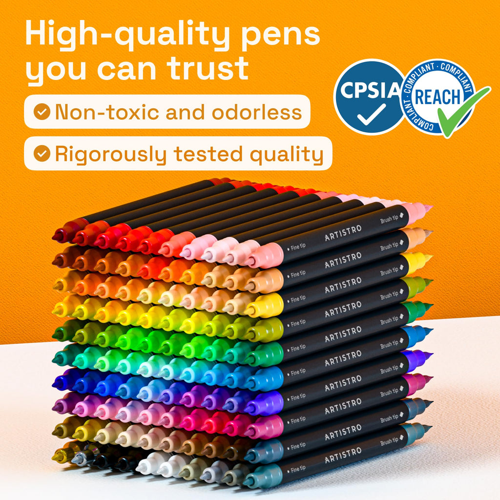 ARTISTRO 100 Acrylic Dual-Tip Glass Marker Pens for Wine Glasses