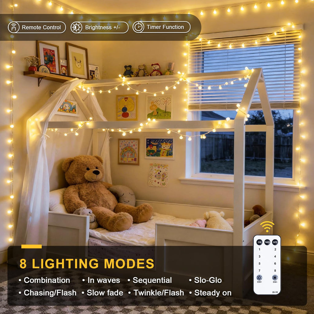 JMEXSUSS 100 LED Globe String Lights Indoor Bedroom, 33ft Fairy Lights