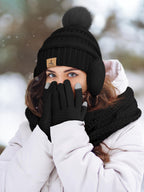 LOROME Winter Beanie Hat Scarf Gloves Set with Ear Muffs Warmer for Women