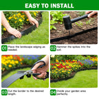 Tegarbed No Dig Landscape Edging 2 Inch x 100 FT, Heavy Duty Flexible Plastic Garden Border with 150 Spiral Spikes, Lawn Edging for Flower Beds, Walkways, Tree Rings, Mulch Beds and Landscaping, Black