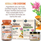 Garden of Life Organics Extra Strength Turmeric Inflammatory Response 60 Tablets-100mg Curcumin (95% Curcuminoids) Black Pepper, Probiotics, Organic Non-GMO Vegan Gluten Free Herbal Supplement