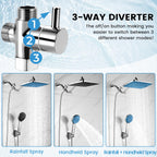 RNDIOZD Shower Head with Handheld,11.8 Inch Large Rectangular Rain Shower Head with 5 Modes Handheld Spray Combo,Adjustable Double Shower Heads with Holder and 11'' Extension Arm,Chrome