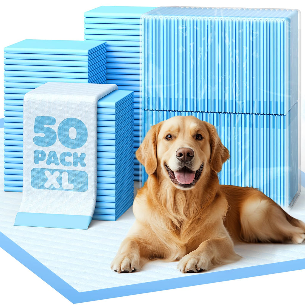 Powools Puppy Pads for Dogs, 34x28 in, 6-Layer Leakproof, 50-Pack