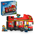 LEGO City Red Double-Decker Sightseeing Bus Toy Vehicle Set, Birthday Gift for 7 Year Olds, London Bus, for Kids, Double-Decker Bus Toy, 5 Characters Including a Baby and Stroller, 60407