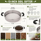 Multi-Purpose Soil Sifter with Handle | Includes 4 Changeable Screens | Ideal for Soil, Rock, Compost, and Debris Sifting