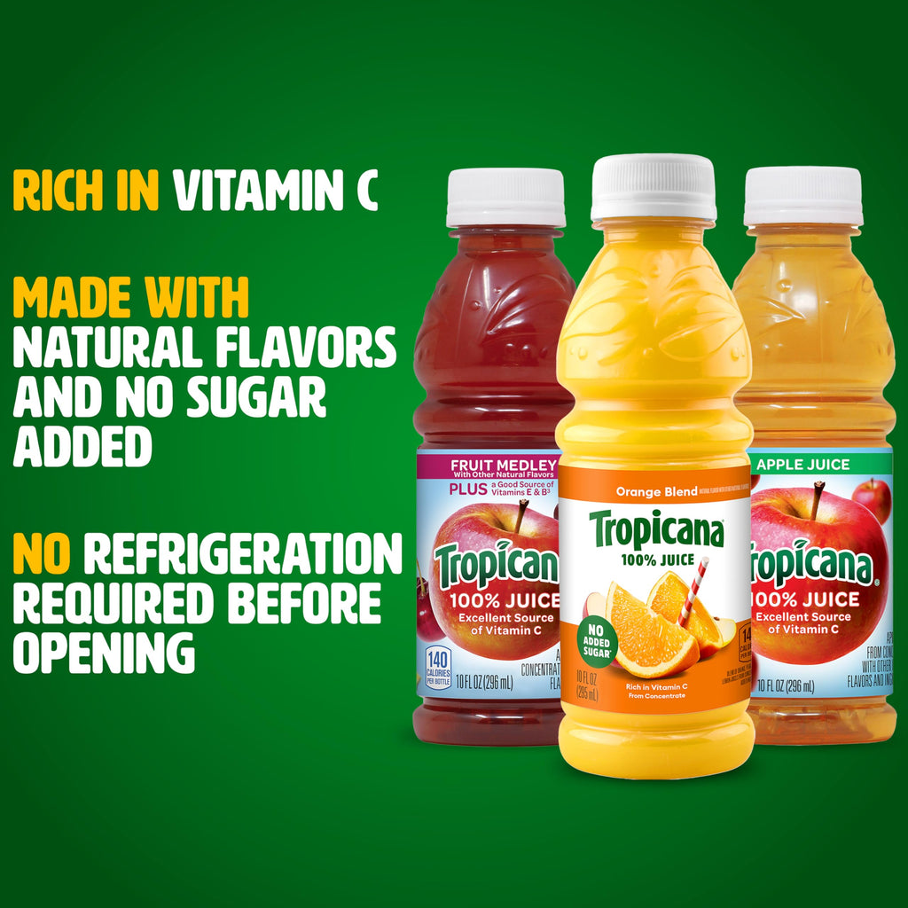 Tropicana 100% Juice 3-flavor Classic Variety Pack,10 Fl Oz (Pack of 24)
