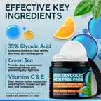 NUVADERMIS 35% Glycolic Acid Peel Pads – Exfoliating Facial Resurfacing for Blackheads, Dark Spots, and Acne – Safe for Sensitive Skin – 60 Double-Sided Pads