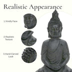 LuxenHome Large Buddha Statue, 22" Meditating Buddhas Garden Statue