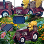 YUETJIN Solar Lighted Squirrel's Farm Tractor Statue