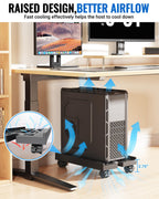 Adjustable Computer Tower Stand, Ventilated Mobile CPU Holder, Black