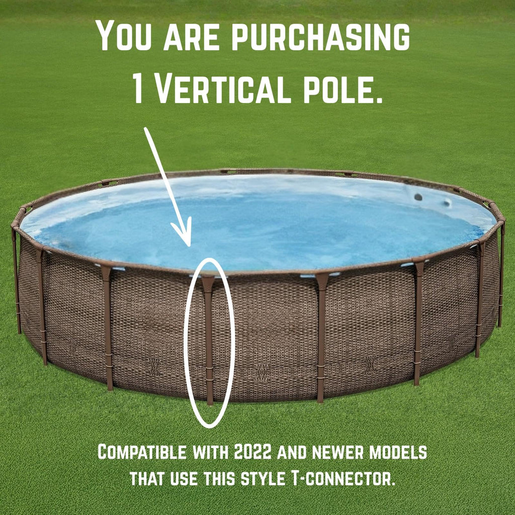 Replacement Vertical Pool Leg, Brown Oval Frame Support Bar for Coleman Power Steel 18ft x 48in Above Ground Swimming Pool (Fits 2022+ Models)