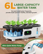 Misting Hydroponic Growing System Kit 15-Pods Indoor Smart Herb Garden Planter with LCD Touch Panel 6L Large Tank for Herb/Vegetables/Flowers/Fruits, Gardening Gifts for Women Men Beginners - White